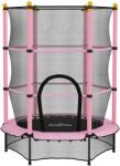 HomCom trambulin 3-10 éves gyermekeknek biztonsági hálóval és párnázott csövekkel, Ø140x190 cm, rózsaszín
