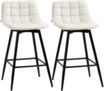 Homcom 2 db-os bárszék szett Velluto Bianco színben, háttámlával és Poggiapiedi-vel