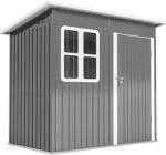 Outsunny Kerti Szerszám Tároló, Széles Ajtóval és Ablakkal, 221x133x190 cm, Sötétszürke