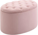 Homcom Ovális, Párnázott és Steppelt Bársony Tároló Puff, 71x52x42cm, Rózsaszín