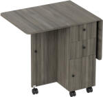 HomCom Kihúzható asztal 2 fiókkal és ajtós szekrénnyel, kerekeken, fa, 120x60x76, 5 cm, szürke