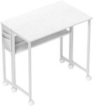 HomCom Modern Összecsukható Íróasztal Polccal, Zsebes És Kerekekkel, Fehér