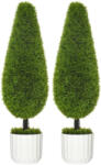Homcom Műnövény Garnitúra 90 cm - 2 Ciprus Dekoratív Kaspóval