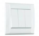  Defne, fehér, hárompólusú, háromsarkú kapcsoló/3be-3ki/3bill (df3p3s)