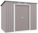 Outsunny fém kerti fészer ferde tetővel és dupla ajtóval, kerti szerszámok tárolására, 213x130x172 cm, szürke