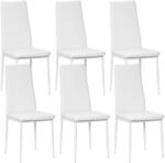 HomCom 6 db-os kárpitozott étkezőszék szett magas háttámlával, csúszásgátló talppal és acél lábakkal, 41x50x97 cm, fehér