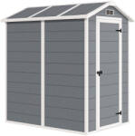 Outsunny Kerti Tároló Műanyagból Padlóval, Zárható Ajtóval és Ablakkal, 1, 3 x 1, 8 m, Szürke