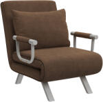 Homcom 3 az 1-ben egyszemélyes fotelágy 5 fokozatban állítható háttámlával és párnával, 65x69x80 cm, barna