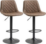 Homcom 2 db-os állítható magasságú, forgó bárszék szett acél lábazattal, 46, 5x51x86-106 cm, sötétbarna