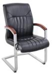  Scaun vizitator conferinta, otel cromat + piele, negru, G-130