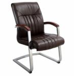  Scaun vizitator conferinta, otel cromat + piele, maro, G-130