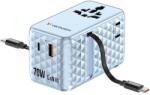 Verbatim Travel Adapter EU/UK/US GaN 1xUSB-C/1xUSB-A/2xUSB-C PD 70W kék 30187