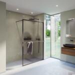 Radaway Modo New Black II Walk-in fekete zuhanyfal törölközőtartóval 140 (389144-54-01W)