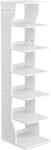 VASAGLE 7 szintes keskeny cipőtartó állvány akasztókkal, fehér (LBS200T14V1)