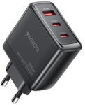 YESIDO Incarcator de retea 2x USB-C, USB-A, 65W, GaN, Fast Charging - (YC144) - Black (KF2357817) - vexio