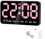 VTM Digitális asztali és falióra rózsaszín LED fénnyel, ébresztő, naptár, hőmérséklet, szundi funkció, éjszakai mód, 11x21 cm (FRZ-6638Roz)