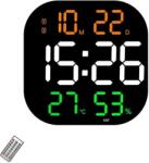 VTM Digitális asztali és falióra RGB LED lámpával, naptár, stopper, hőmérséklet, ébresztő, hőmérő, szundi funkció, állítható fényerő, 32x32 cm (FRZ-Ceas32cmRGB)