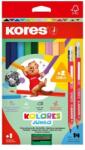 Kores Creioane colorate triunghiulare JUMBO 12 buc cu ascuțitor (0191004)