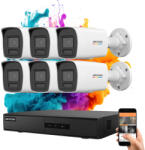Hikvision ColorVu 6 kamerás IP kamera rendszer 6MP színes éjszakai képpel