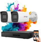 Hikvision ColorVu 2 kamerás IP kamera rendszer 6MP színes éjszakai képpel