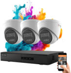 Hikvision ColorVu 3 kamerás IP dome kamera rendszer 6MP színes éjszakai képpel