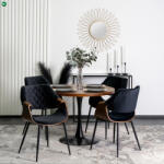 Mebel Elite Elegáns Bársony Étkezőszék Fekete/Dió Színben. DAKOTA