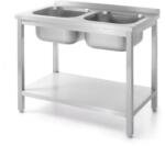 HENDI Kétmedencés mosogató alsó polccal , HENDI, Kitchen Termékcsalád, 1000x600x(H)850mm (0817032)