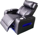  Luxus elektromos relax fotel, lábtartóval, pohártartóval, világítással AirLeather fekete