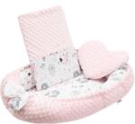 New Baby Luxus fészek párnával és takaróval Minky - rózsaszín