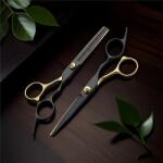  Hajvágó olló szett fekete arany egonómikus kialakítással 5.5 és 6.0 TCS-76000391286-otthon