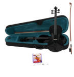 DEPOX Set vioară clasică din lemn pentru copii 1/8, set corzi si arcus 1/8, DEPOX®, 43 cm, finisaj lucios negru (087)