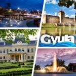 Ajándékgyár Plexi hűtőmágnes Gyula 57x57mm - Szökőkút boltív, Vár, Almásy Kastély, Szökőkűt (MM12)