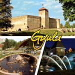 Ajándékgyár Plexi hűtőmágnes Gyula 57x57mm - Vár, Várfürdő. Szökőkút (MM05)