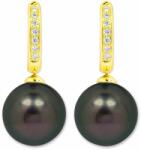 White & Black Tahiti igazgyöngy fülbevaló gyémánt zárral - 10mm - arany (AU14032)