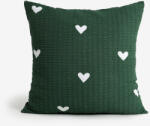 Goldea krepp párnahuzat - szívecskék, sötétzöld alapon 50 x 50 cm