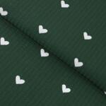 Goldea karácsonyi pamut krepp anyag - szívecskék, sötétzöld alapon 160 cm