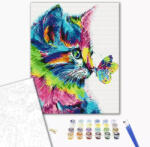 Alkotásutca Cica pillangóval - Számfestő készlet kereten 40x50