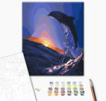 Alkotásutca Delfin a naplementében - Számfestő készlet kereten 40x50