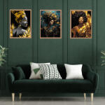 Alkotásutca Arany szépségek - 3 darabos számfestő készlet fekete vásznon, kereten