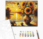 Alkotásutca Napraforgó naplementekor - Számfestő készlet kereten 40x50