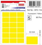 Tanex Etichete autoadezive color, 22 x 32 mm, 90 buc/set, TANEX - galben fluorescent (TX-OFC-116-FYE) - officeclass