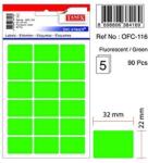 Tanex Etichete autoadezive color, 22 x 32 mm, 180 buc/set, Tanex - verde fluorescent (TX-OFC-116-FGR) - officeclass