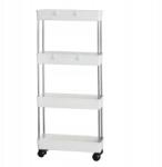 Modeus Fürdőszobai Polc Kerekeken 4 Szintes Konyhai Állvány Kocsirendszer Fehér (FD5G)