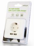 Gembird EG-ACU2A2-01 Energenie AC wall socket with 2 port USB charger German socket (EG-ACU2A2-01)