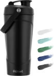 Autsel Rozsdamentes Acél Protein Shaker 750ml - Vákuumszigetelt Edzőpalack Keverőgolyóval, BPA-mentes Fitness Italkeverő, Fekete