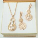 Golden Celebrity Gyönyörű Sebészeti Acél Női Ékszer Szett 18K Arany 45 CM