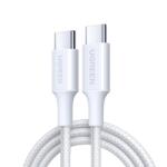 UGREEN CABLU alimentare si date Ugreen, "L501", Fast Charging Data Cable pt. smartphone, USB Type-C la USB Type-C 60W / 3A, braided, 1m, alb "35254" (timbru verde 0.08 lei)