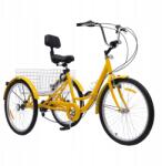  Felnőtt Tricikli Háromkerekű Kerékpár 7 Sebességes 24 Colos Kosárral 3-Kerekű Kerékpár (WK1347)