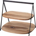 Excellent Houseware Suport servire cu 2 nivele Excellent Houseware, lemn, 27x25x25 cm, maro (KO-210001650) Tava