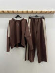 BeUnique Fashion Kétrészes oldalt arany passzés melegítő szett Coffee One Size